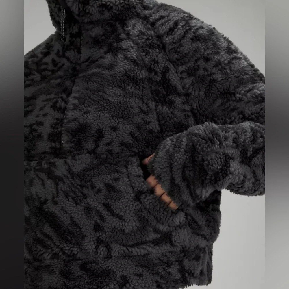 NWT Lululemon Scuba Oversized Fleece Funnel Neck Jacquard Black M/L